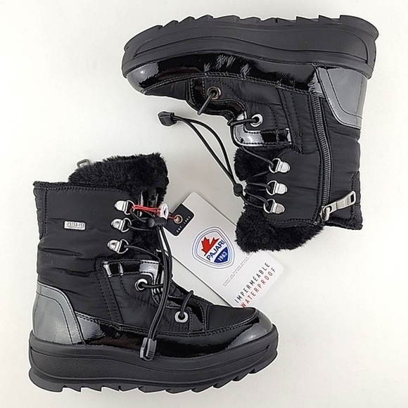 PAJAR Youth Tacey Black Winter Waterproof Zip Up Boot Thermal -30°C Size US 1.5 - Picture 1 of 16